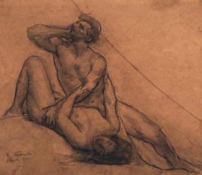 Paar - Studie eines Details für die Dreieckdecke über dem Sitzbereich des Stadttheaters von Rio de Janeiro von Eliseu Visconti